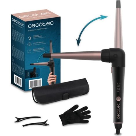 Cecotec Rizador de pelo cónico SurfCare TwistConic. Rizador de pelo cónico con codo de 90 grados para mayor comodidad (1/5)