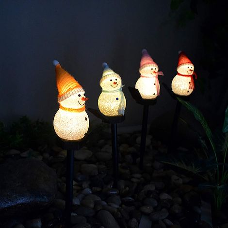 Lampe solaire de Noël d'extérieur bonhomme de neige pour pelouse, jardin, aménagement paysager, éclairage décoratif mignon (1/5)