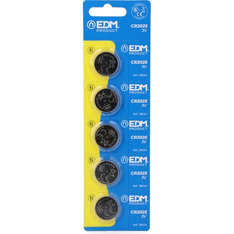 Micro pila de botón litio max-pro cr2025 3 v ø20,0 x 2,5 mm blister 5 uds