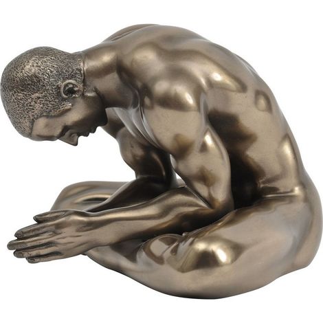Keswick Meditating Man Sculpture - Polyresin/Calcium Carbonate - L12 x W13.5 x H8.5 cm - Bronze