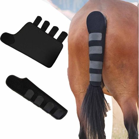 Lot de 4 protège-queues ajustables pour chevaux, 47,5 x 26,5 cm, en néoprène souple anti-frottement, avec plusieurs sangles Velcro pour une utilisation quotidienne à cheval. (1/5)