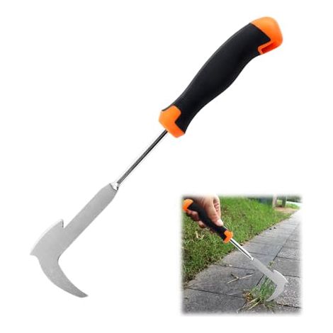 Desmalezadora manual de acero inoxidable de 34 cm, extractor de malezas para eliminar musgo y malas hierbas en juntas de pavimento, herramientas de jardinería (naranja) (1/5)