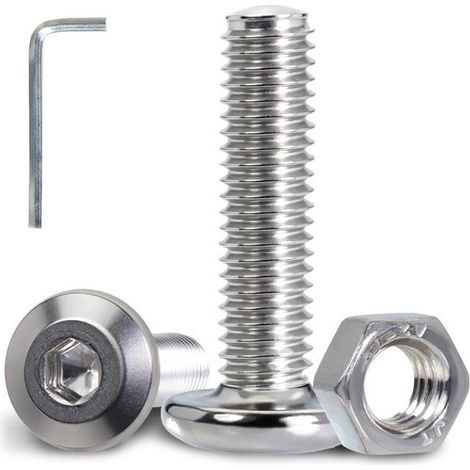 80 Pièces Vis M5 Tête Plate Six Pans Creux En Inox A2 V2A Boulons Avec Écrous M5 Et Clé Allen 3Mm Vis Inox Pour Montage Méca[CA138] (1/5)