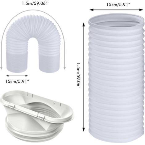 Tuyau d'évacuation flexible pour climatiseurs mobiles. sèche-linge. hotte aspirante. anneau en carton noir