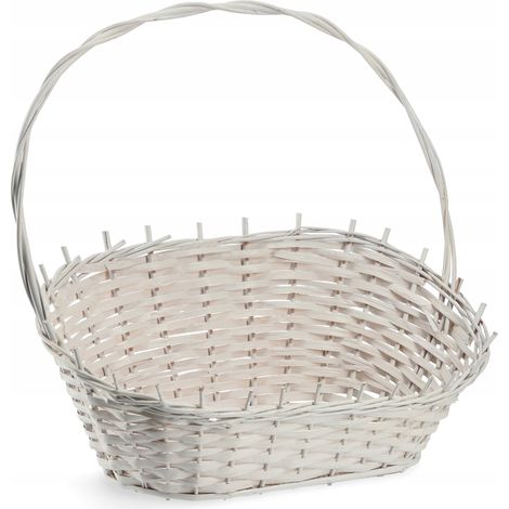 KADAX Geschenkkorb, Weidenkorb, Henkelkorb, Weiß, Groß
