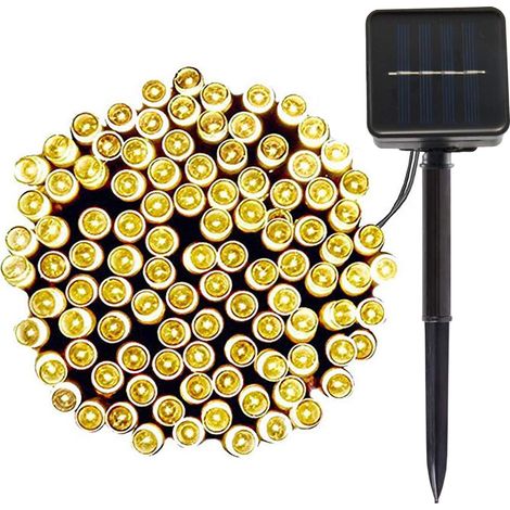12M 100LED Guirlandes Lumineuses Solaires Exterieure Étanche 8 Modes Blanc Chaud Lumière Guirlande pour Jardin Terrasse Balcon Fenêtre Clôture Arbre Mariage Fairy Lights Lumineuse Décoration (1/5)