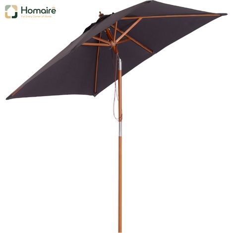 HOMAIRE Sonnenschirm knickbarer Gartenschirm aus Tannenholz 3-stufig einstellbar Dunkelgrau