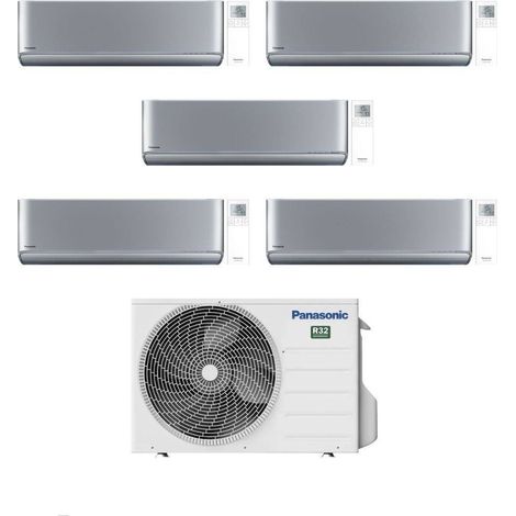 Panasonic Climatizzatore Penta Split Etherea Silver 9+9+9+9+9 con CU-5Z90TBE Inverter R-32 Wi-Fi Classe A++