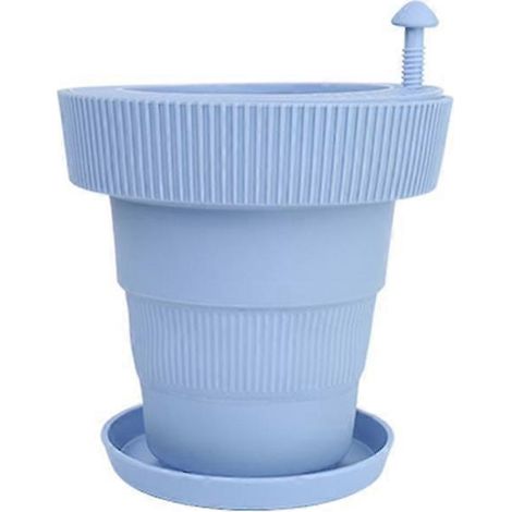 Pots de fleurs d'intérieur ou d'extérieur avec système d'arrosage automatique, pots avec trous de drainage et soucoupes violet clair (1/4)
