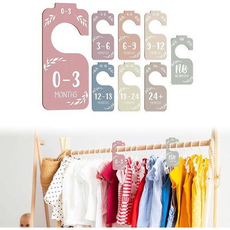 1 ensemble de couleurs : voir photo. Matériau : bois. Séparateur en bois pour armoire bébé, idéal pour ranger les vêtements de bébé.