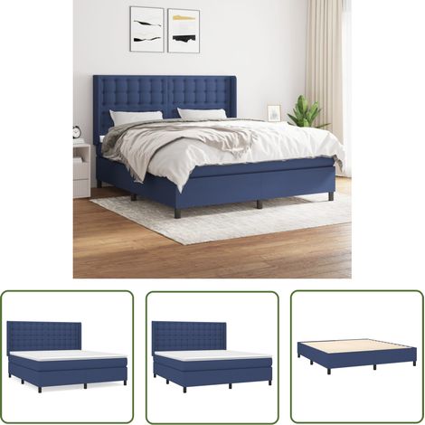 The Living Store Boxspringbett mit Matratze Blau 180x200 cm Stoff - Boxspringbett - Doppelbett - Schlafsystem - Bettenrahmen - Lattenrost (1/5)