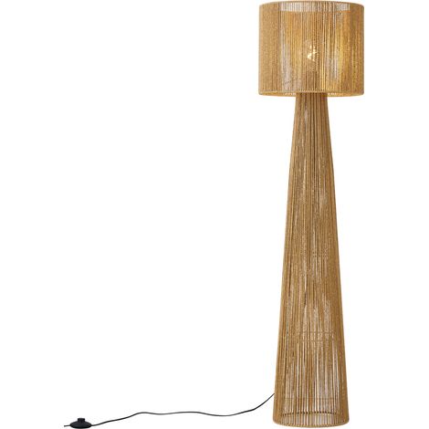 Qazqa – Lampadaire LED Japandi naturel – Abat-jour en papier – Hauteur 1,5m – Lumière douce pour salon et coin lecture