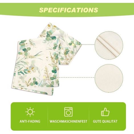 Camino de mesa elegante，Verde，Estampado de eucalipto，Decoración interior y exterior，33183cm (1/5)