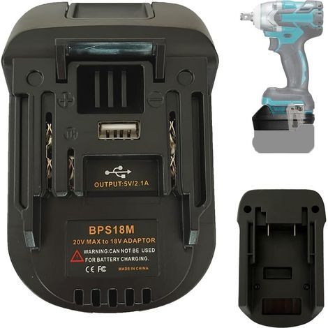 Adaptateur de batterie pour Black&Decker 20 V, convertisseur de batterie Li-ion Porter Cable 20 V, pour outils sans fil Makita 18 V BL1830 BL1840 BL1850 BPS18M-Chrom (1/5)