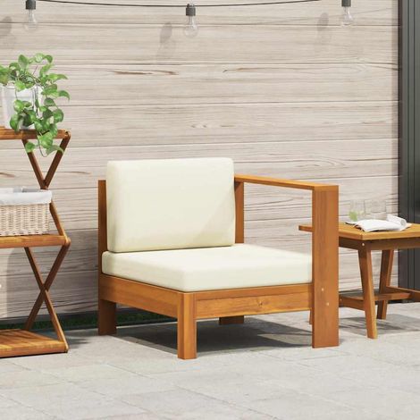 vidaXL Middle Sofa with 1 Armrest Cream White Solid Acacia Wood (1/5)