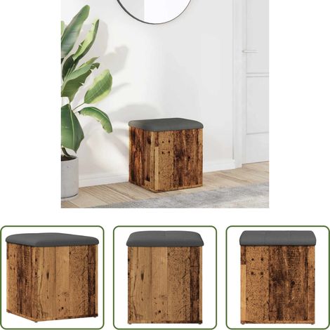 vidaXL Flurbank - Sitzbank mit Stauraum Altholz-Optik 42x42x45 cm Holzwerkstoff (1/5)