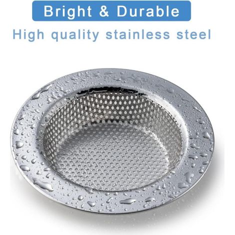 Lot de 2 crépines d'évier double couche épaisses anti-obstruction, paniers de cuisine en acier inoxydable, durables, filtre à eau anti-obstruction (1/5)