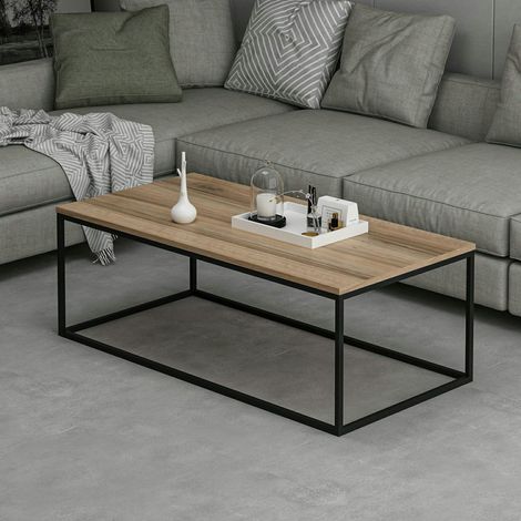 Table basse rectangulaire minimaliste effet noyer JENA (1/5)