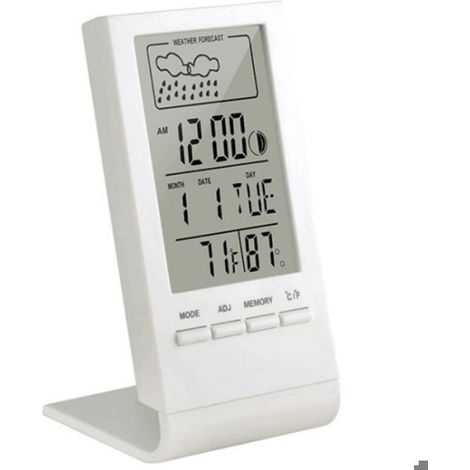Station météo sans Fil, Thermomètre Hygromètre Baromètre Intérieur Extérieur, Horloge Numérique Réveil(Blanc) (1/3)