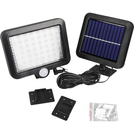 Lampe murale solaire de 5 m avec détecteur de mouvement COB et rallonge pour jardin, terrasse, garage et autres espaces extérieurs.