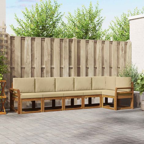 vidaXL Outdoor-Sofagarnitur 6 Stk. Natur und Beige (1/5)