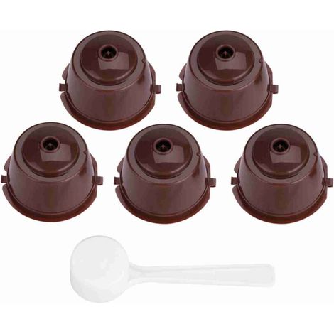 Capsule Ulisem 5 pezzi in acciaio inossidabile PP 304 per uso alimentare, riutilizzabili, ricaricabili, filtro per capsule di caffè (marrone) (1/3)