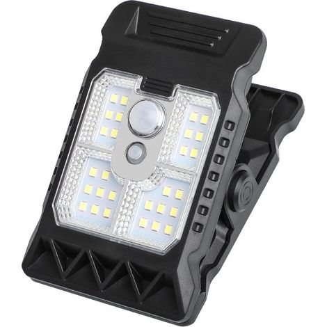 Mini lampe solaire à pince (version LED) - Lampe de jardin extérieure à éclairage contrôlé, applique murale sans fil et sans perçage