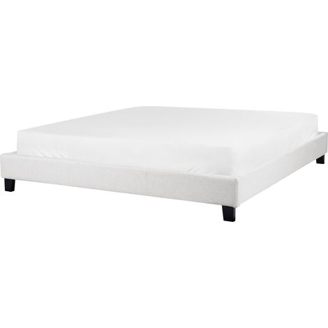 Bett ohne Kopfteil Stoff ROANNE 180 x 200 cm Hellgrau (1/5)