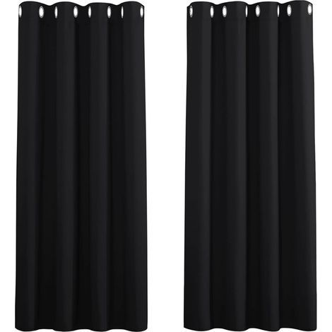 Rideaux noirs occultants et thermiques pour chambre / Voilages à œillets métalliques — 106,5 x 160 cm (1/5)