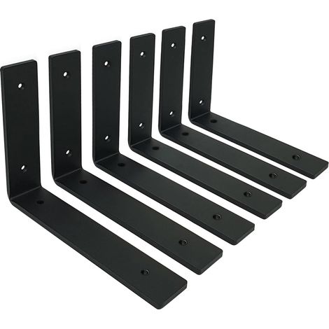 Lot de 6 Equerre Etagere Murale, Supports Pour étagères Lourdes Industrielles, Equerre Charge Lourde, Supports en L, 5 mm d'épaisseur avec Vis (20 cm) (1/5)