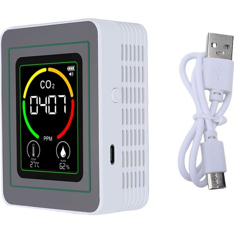 Compteur de qualité de l'air 3 en 1, testeur de détection de température et d'humidité de CO2, Portable d'intérieur pour l'école à domicile (1/5)