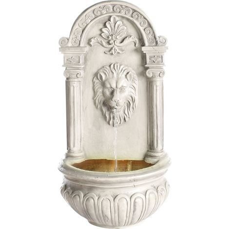 Fontaine de Jardin avec LED en Résine Accessoire Extérieur Beige Marmore