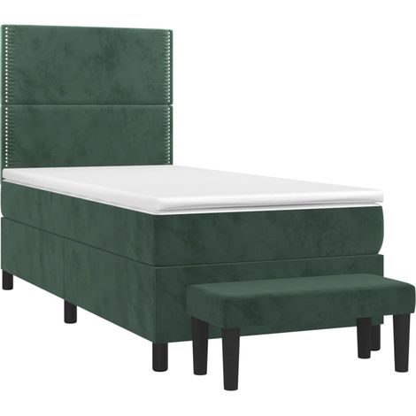 Giroletto a Molle con Materasso Verde Scuro 90x190 cm Velluto vidaXL (1/4)