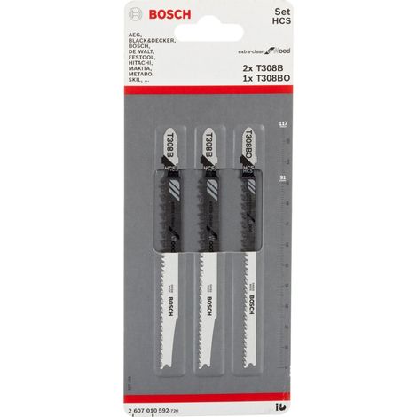 Bosch Accessories 2607010592 Set di 3 lame per seghetto alternativo - T 308 B, T 308 BO 3 pz. (1/3)