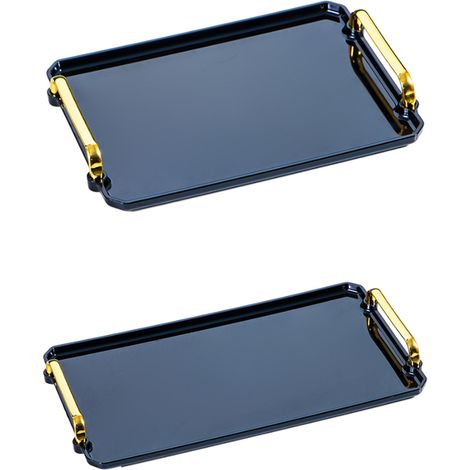 Plateau De Service Avec Poignées - Plateau Rectangulaire En Ps Et Acrylique Pour Canapé Table Basse Salle De Séjour Salle De Bain Comptoir - 2 Pièces (1/5)