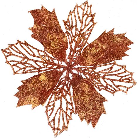 Ensemble de 12 poinsettias artificiels à paillettes dorées pour enfants-AquaForge (1/4)