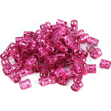 100 bunte Perlen für Zöpfe, Ringe und Haararmbänder - Dekorative Accessoires (Rot, Rosa) (1/3)