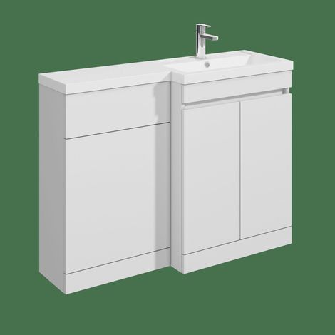 Balterley Tean 1100mm Floor Standing Compact Unit with Right Hand Polymarble Basin - White