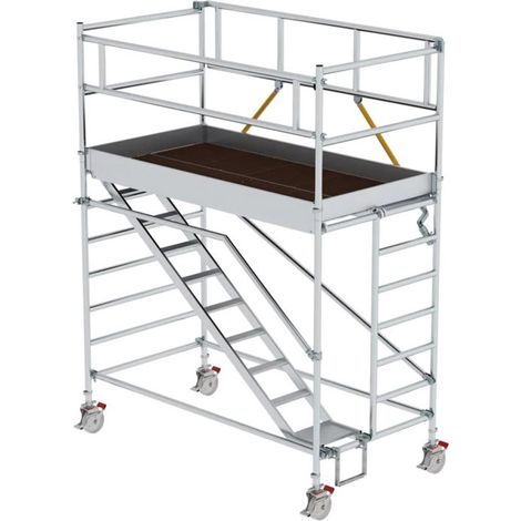 MUNK Rollgerüst SG mit Schrägaufstiegen 1,35x2,45m und Sicherheitsgeländer 4,51m AH