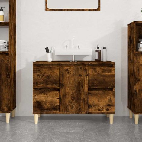 vidaXL Sink Cabinet Smoked Oak 80x33x60 cm Engineered Wood (1/5)