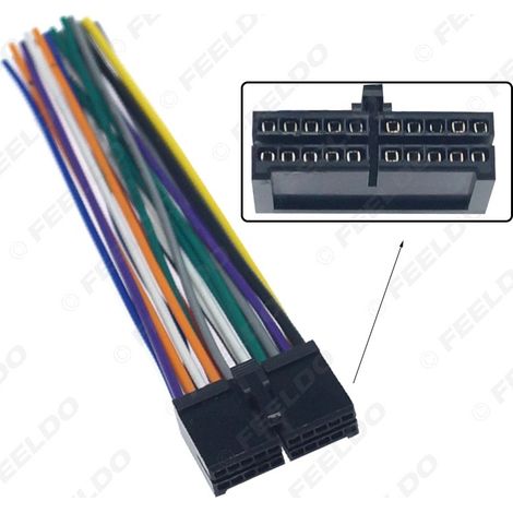 Câble d'alimentation universel pour voiture à 20 broches, câble d'alimentation pour haut-parleur de lecteur CD en forme de croix, aucune découpe requise pour la modification.