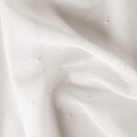 Tissu plombé à fines rayures et pompons Beige 3 m