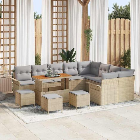 Garten-Sofa-Set 13 pcs Beige Poly-Rattan vidaXL (1/5)