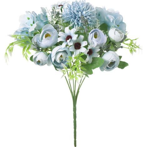 Fleurs artificielles 1pcs 7 Fourchettes Artificielles Bouquet De Camélia Simulation Fleurs En Soie À La Main Fausses Fleurs Maison Mariage Jardin Décoration (Color : Blue) (1/5)