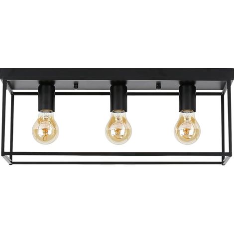 GBLY Deckenleuchte E27 Deckenlampe Vintage - Schwarz industrial Schlafzimmerlampe für Wohnzimmer Esszimmer Retro Lampe aus Metall mit 3 Flammig Deckenbeleuchtung für Flur - Ohne Leuchtmittel