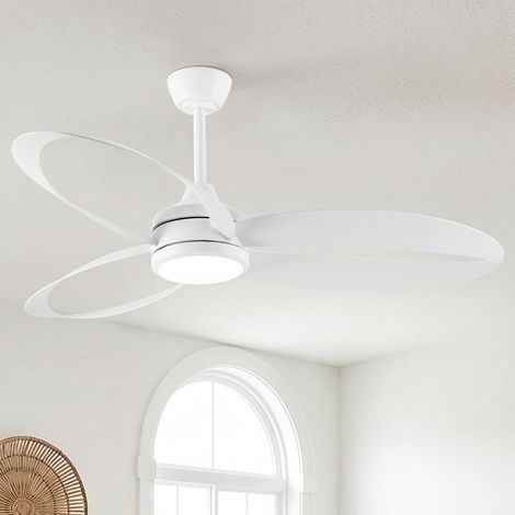 Parrot Uncle Deckenventilator mit Licht LED 132 cm, Weiß, leiser DC-Motor, Fernbedienung, 6 Geschwindigkeiten, dimmbares LED-Licht, Sommer-Winter-Funktion für Schlafzimmer Wohnzimmer