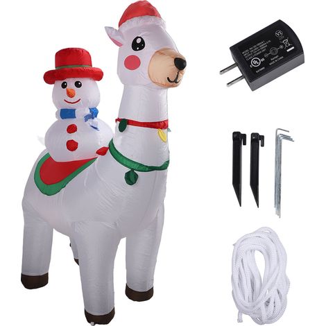 1,8m Père Noël Neige sur Alpaga Gonflable Décoratif avec LED Lumineuses pour Jardin, Décoration de Fête Extérieure, Prise US 100-240V (1/5)