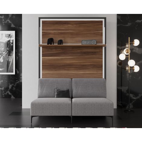 Les Tendances – Lit escamotable Barko 140x190 cm – Canapé gris 2 places – Revêtement tissu polyester – Système d'ouverture douce (1/5)