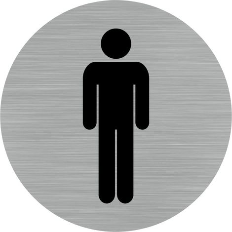 Pictogramme Homme (Q0180).- Plaque aluminium brossé - Diamètre 83 mm (1/5)