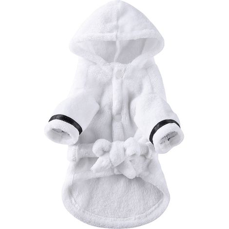 Pyjama d'hiver en flanelle douce à capuche épaisse, séchage rapide et serviette de bain ultra-absorbante pour chien, vêtement de nuit doux pour animaux de compagnie, taille S (1/5)